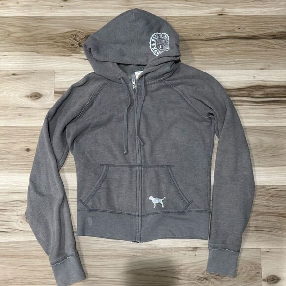 Victoria’s Secret PINK Y2K Grey Zip Up Hoodie Women’s Medium - Picture 1 of 5